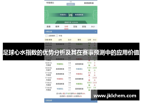 足球心水指数的优势分析及其在赛事预测中的应用价值